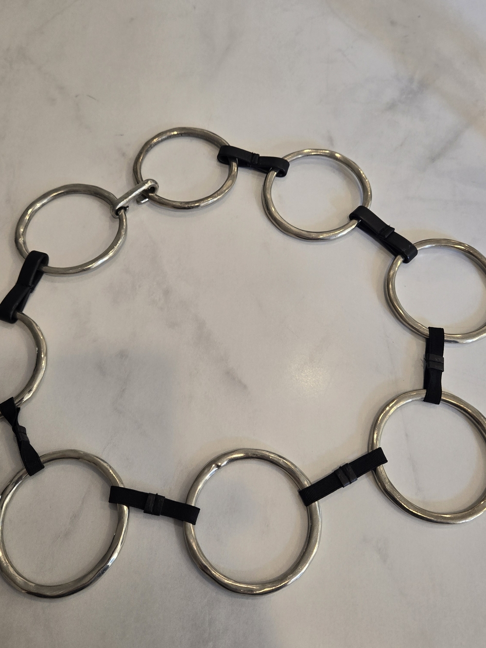 Silver Ring Link Belt with Black Accent Connectors